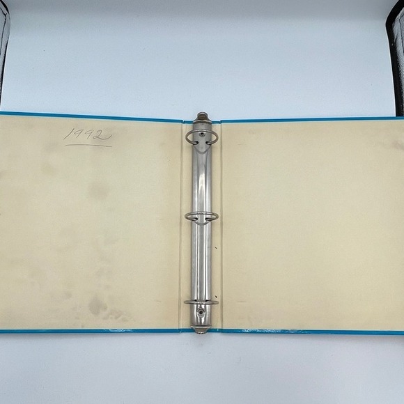 Geometric Neon Fantasy 3 Ring Binder Notebook Abstract Blue Green 1992 READ - Picture 4 of 7